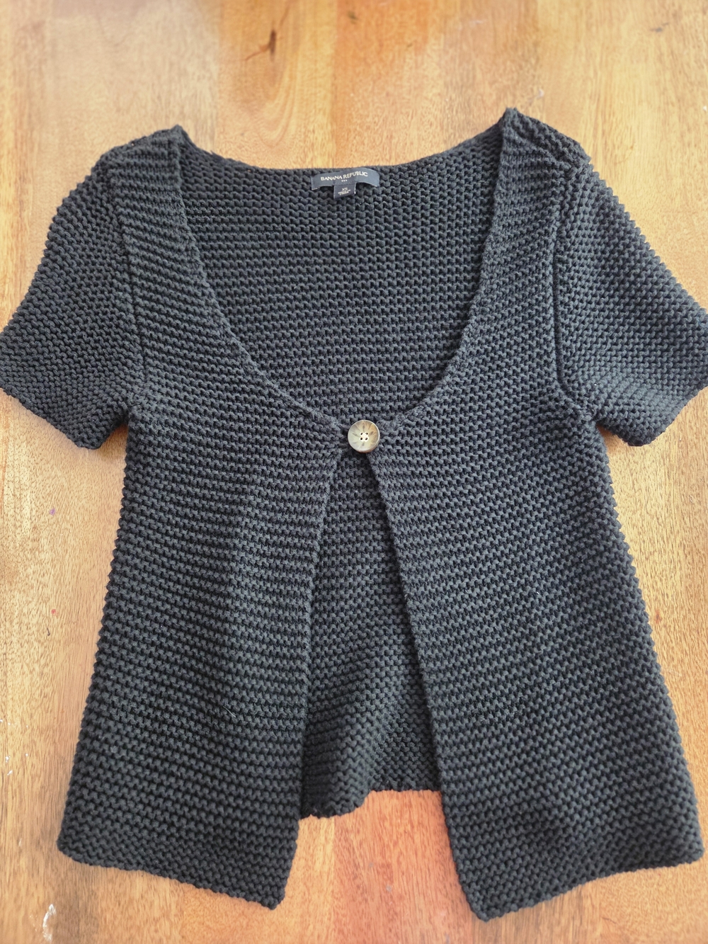 Banana Republic Black Short-Sleeve Knit Cardigan